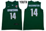 Youth Michigan State Spartans NCAA #14 Brock Washington Green Authentic Nike 2020 Stitched College Basketball Jersey BE32Q07CK